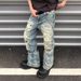 Men's American Retro Distressed Jeans High Street Style Edgy Cool Design Slightly Flared Pants with Patches Splatter Paint_mkmklike.com