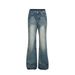 American Style Washed Floor-Length Flared Vibe Trend Men's Long Distressed Denim Loose Wide-Leg Bell-Bottom Pants_mkmklike.com