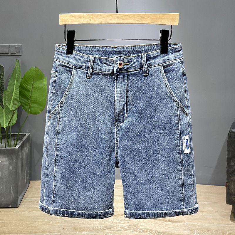 Men's Clothing Summer Fashion Denim 5 Point Shorts Ins Style Fashion Straight Tube Ripped Shorts_mkmklike.com