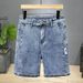 Men's Clothing Summer Fashion Denim 5 Point Shorts Ins Style Fashion Straight Tube Ripped Shorts_mkmklike.com