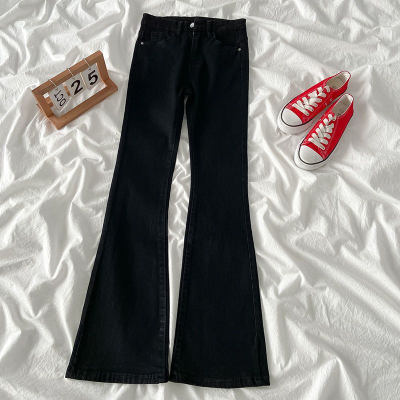 Women's Clothing Autumn And Winter Horseshoe Trousers High Waist Slim Fit Versatile Elastic Mopping Straight Flared Trousers_mkmklike.com