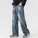 Men's American Retro Relaxed Fit Ripped Drawstring Jeans Loose Straight Leg Wide Leg Casual Trousers New Summer Style_mkmklike.com
