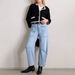 "Vintage-Inspired High Waisted Jeans – Distressed Patch Pocket Workwear Denim For Women (Black/White/Light Blue/Medium Blue, S-XXL)"_mkmklike.com