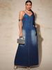 K Large Size Women's New Denim Camisole Long Dress_mkmklike.com