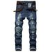 Men's Stretch Skinny Jeans High Street Fashion Slim Fit Denim Pants Casual Wear Ripped Zipper Details_mkmklike.com
