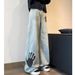 Nordmann American High Vibe Style Palm Print Jeans For Men, Niche Design, Loose Straight Hip Hop Street Pants_mkmklike.com