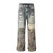 Vintage Camo Patchwork Distressed Embroidered Ripped Jeans For Men & Women - Loose Fit Streetwear Denim Pants_mkmklike.com