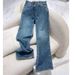 Women's Clothing High Waist Wide Leg Narrow Version Retro Straight Loose Floor Length Jeans For Women Summer_mkmklike.com