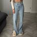 Women's Clothing Vintage Inspired High Waist Flared Jeans For Women - Asymmetrical Hem, Slit Detail, Slim Fit Stretch Denim Pants (Light Blue)_mkmklike.com