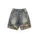 Men's Clothing Men's Trendy Straight Leg Denim Shorts Retro Camouflage Patchwork Frayed Five Point Casual Mid-Length Pants_mkmklike.com