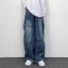 Men's High Street Vintage Wide Leg Cargo Jeans Loose Fit Straight Denim Pants With Big Pockets Streetwear Fashion_mkmklike.com
