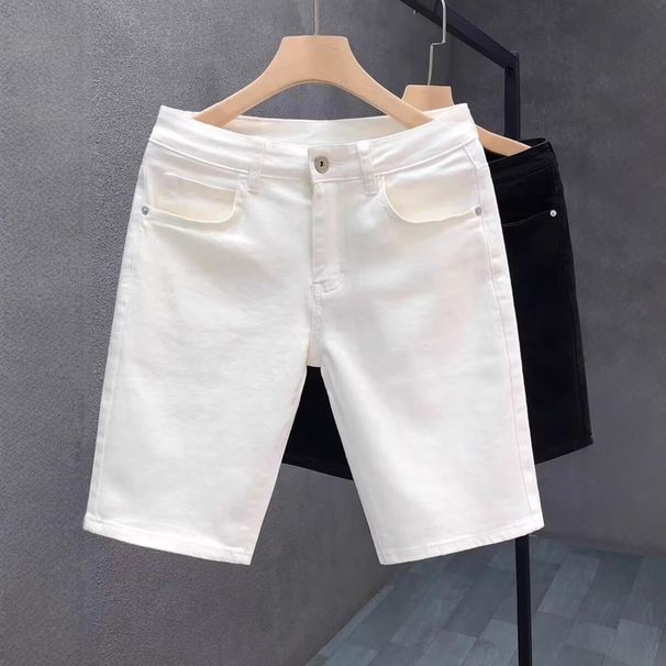 Men's Slim Fit Denim Shorts – Trendy High-Waisted 5-Inch Casual Summer Shorts (Black/White, 28-36)_mkmklike.com