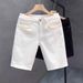 Men's Slim Fit Denim Shorts – Trendy High-Waisted 5-Inch Casual Summer Shorts (Black/White, 28-36)_mkmklike.com