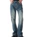 Men's Retro Washed Blue Jeans – Relaxed Straight Fit With Distressed Details, Multiple Sizes Available_mkmklike.com