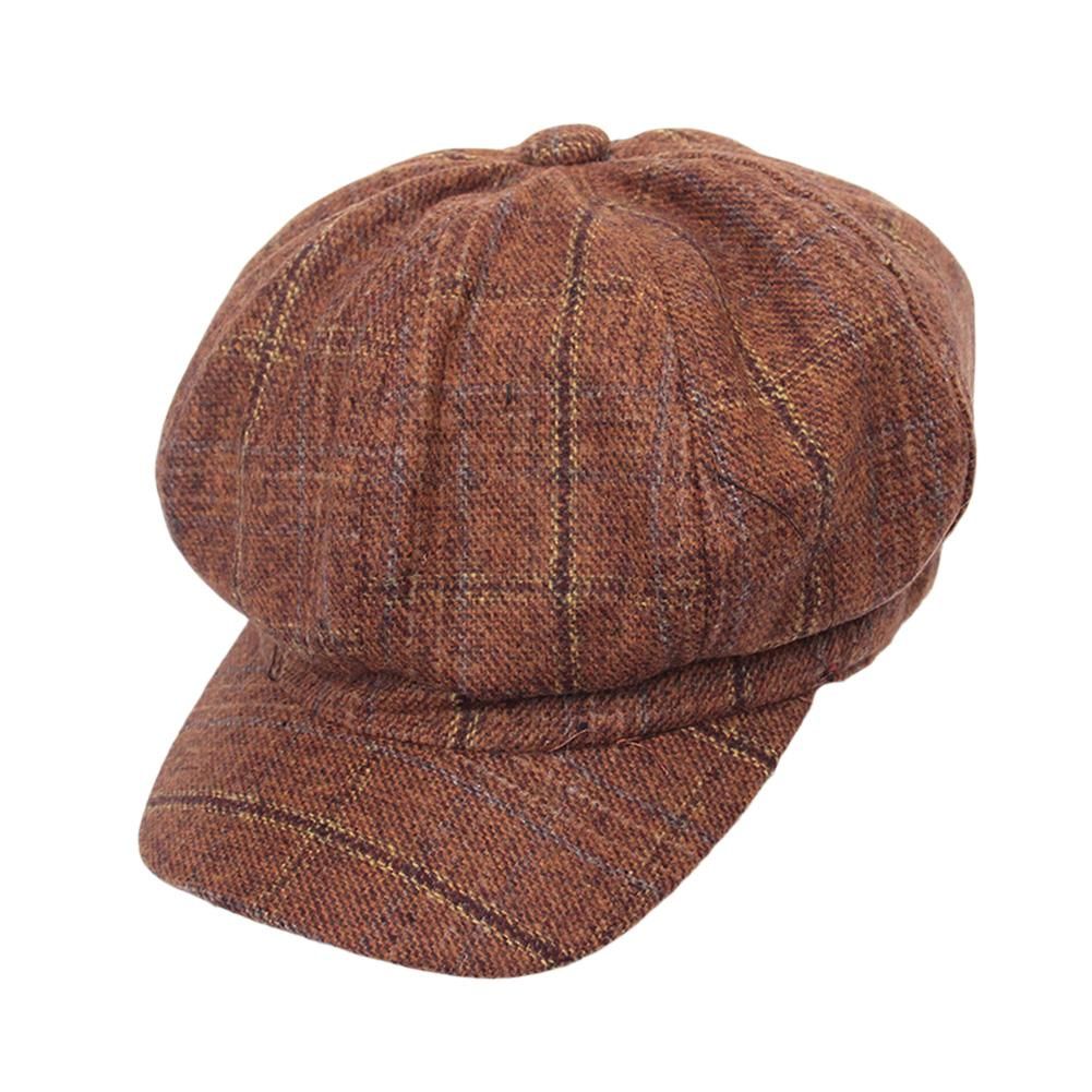 Hot Sale Retro Art Octagonal for Women Autumn Winter Casual Plaid Artist British Style fashionable Woolen Beret Hat Woman Hats_mkmklike.com
