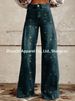 2025 Pocket Version Digital Print Five-Pointed Star Denim Wide-Leg 3D Women's Long Flared Pants_mkmklike.com