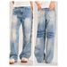 Retro American Heavyweight Twill Print Rhinestone Jeans Loose Fitting Wide Leg Drape Pants For Men And Women Spring Autumn Style_mkmklike.com