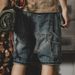Men's Unique Color Blocked Slim Fit White Denim Shorts Summer Style Fashionable And Versatile 5 Point Pants New Instagram Style_mkmklike.com