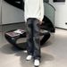 Men's Washed Straight Leg Jeans Mid Waist Patterned Comfortable Slightly Stretch Casual Loose Fit Long Pants_mkmklike.com