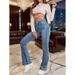French Style Women's Flared Jeans Seam Detail Cross Border Hot Selling Item Denim Clothing_mkmklike.com