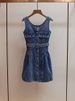 ELLE SP Home 2025 Early Spring New Fashion Retro Sweet Cool Elegant Waist-Cinching Short Puffy Denim Vest Dress For Women_mkmklike.com