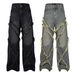 Men's Clothing High Street Washed Distressed Stitching Cat Whisker Jeans Unisex Fashion Brand Loose Wide Leg Straight Trousers_mkmklike.com