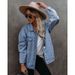 Trendy Oversized Denim Jacket For Women - Streetwear Bf Style Casual Coat With Cotton Blend_mkmklike.com