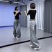 Women's High-Waisted Wide Leg Jeans Retro Washed Distressed Scimitar Design Floor-Length Pants Flowy Petite Fit Autumn/Winter Style_mkmklike.com