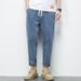 Men's Clothing Spring And Summer New Mercerized Cotton Harem Pants Fat Guy Jeans Men's_mkmklike.com
