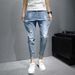 Summer New Slim Fit Small Straight Tube Trendy Men's Fashion Hundred Tower Jeans American Style_mkmklike.com