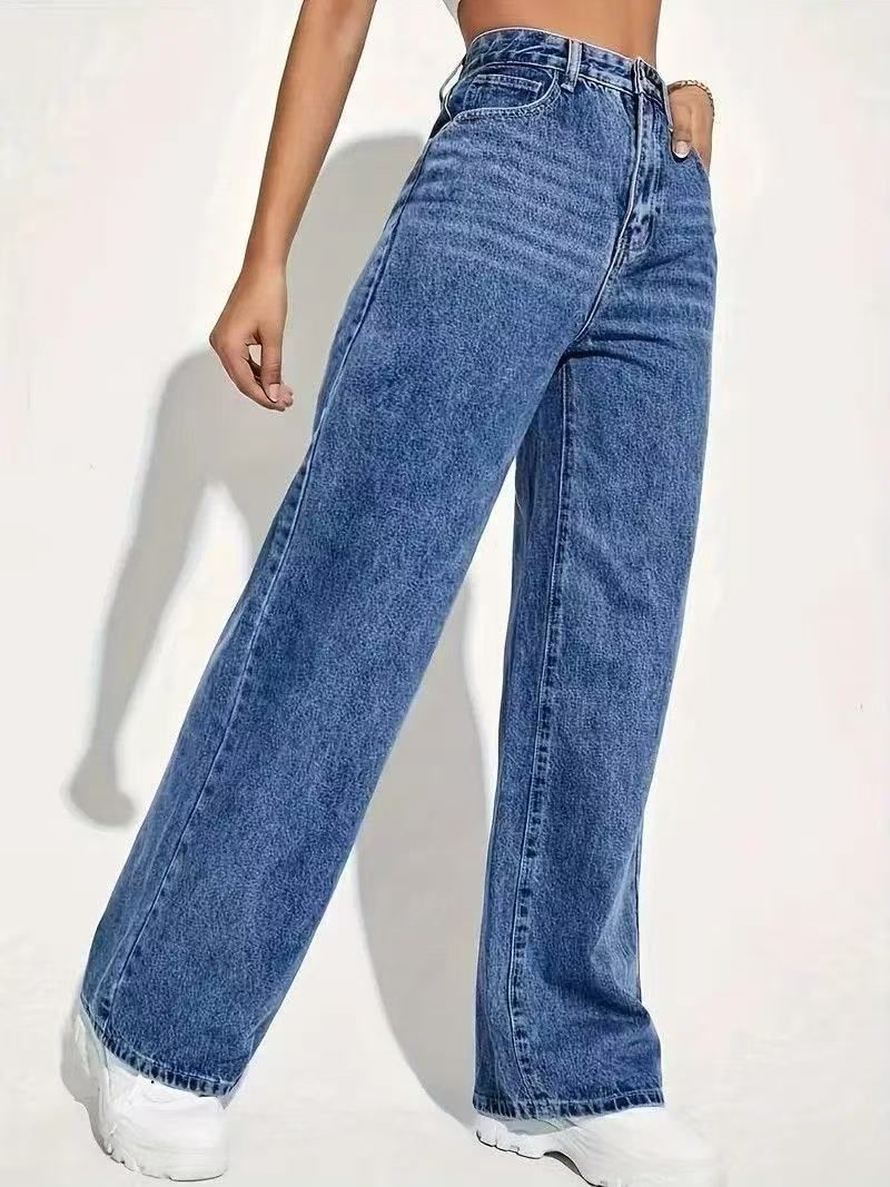 High-Waisted Stretch Straight Leg Jeans For Women – Slim Fit Comfort Denim Pants (Light Blue/Dark Blue/Black, S-XXL)_mkmklike.com