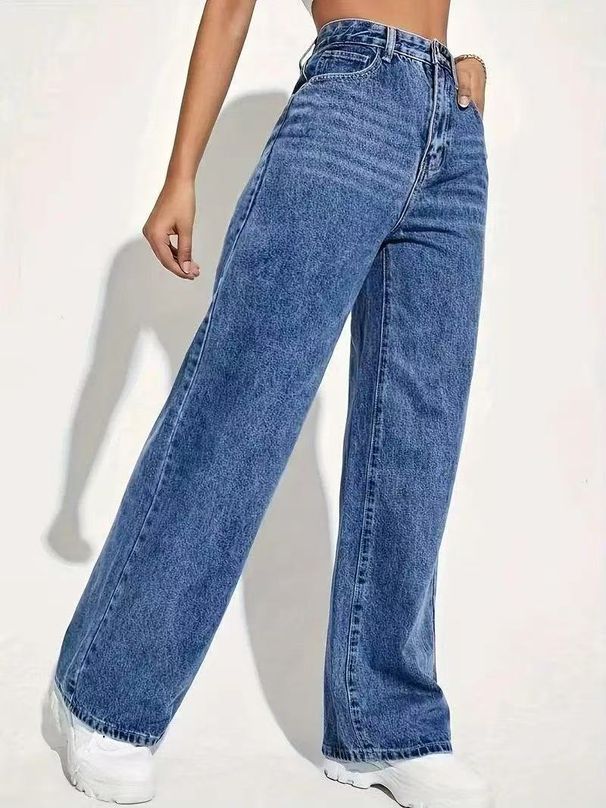 High-Waisted Stretch Straight Leg Jeans For Women – Slim Fit Comfort Denim Pants (Light Blue/Dark Blue/Black, S-XXL)_mkmklike.com