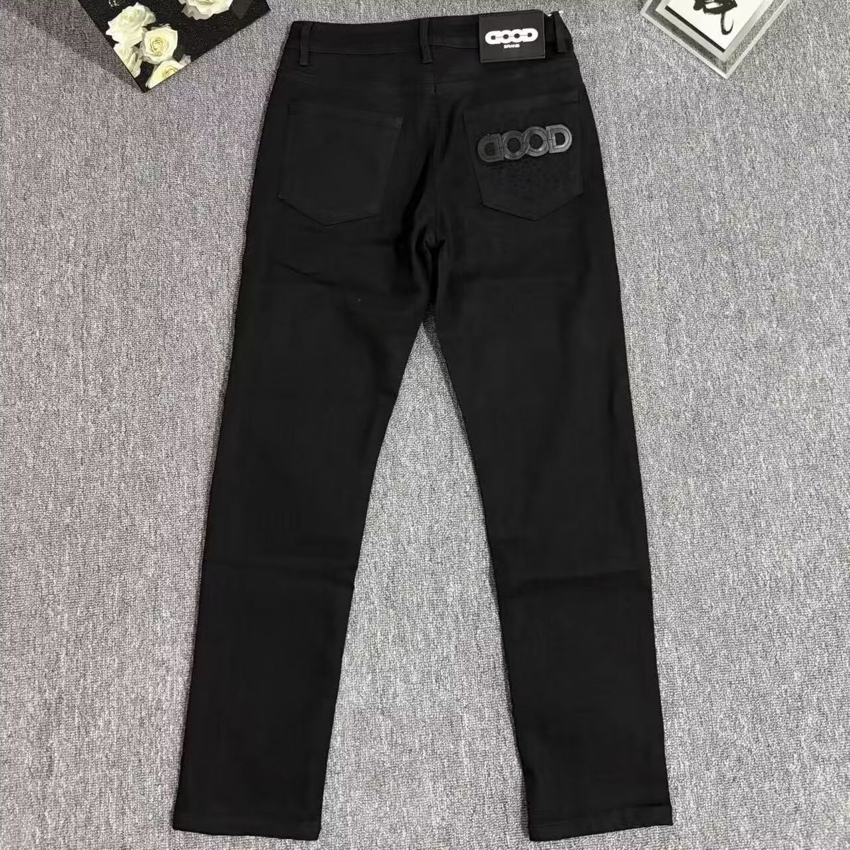 Men's Slim Fit Stretch Jeans – Classic Black Skinny Trousers With Anti-Wrinkle Finish, Comfortable Polyester Casual Pants For Spring & Autumn_mkmklike.com