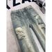 Men's Ripped Loose Wide Leg Jeans Casual Vintage Design Street Style Trendy Summer Pants_mkmklike.com