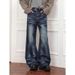 Men's Vintage Washed Jeans - Relaxed Fit Cat Whisker Slight Flare Denim Pants With Long Silhouette For Unisex Streetwear_mkmklike.com
