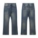 Men's Clothing Fashion Week Bamboo Cotton Washed Vintage Distressed Bootcut Straight Flared Denim Pants_mkmklike.com