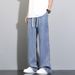 Men's Tencel Drape Jeans – Summer Thin Loose Straight Leg Pants, Ice Silk Wide Leg Casual Style_mkmklike.com