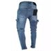 Stretch Distressed Knee Zip Jeans For Men - Slim Tapered Ankle Denim With Vintage Wash_mkmklike.com