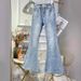 ELLE Spring New Ins Hot Diamond Denim Long For Women Trendy 2025 High Waist Slim Fit Versatile Fashion Flared Pants_mkmklike.com