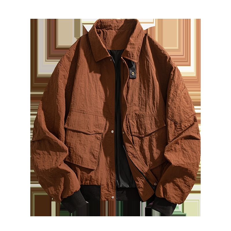 M-XL Spring And Autumn Vintage Japanese Style Men's Casual Turn-down Collar Jacket Korean Version Loose Fit Versatile_mkmklike.com