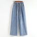 Size 80-100kg Leg Jeans Women, Loose Fit For Plus Size, Mid Elastic Waist, Slimming Straight Pants_mkmklike.com