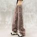Women's Clothing Women's High-Waisted Straight Leg Jeans Loose Fit Slimming Wide Leg Denim With Starry Sky Rhinestone Print For Autumn_mkmklike.com