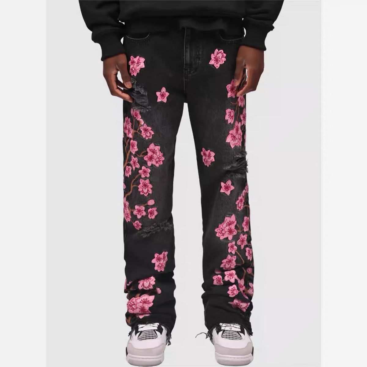Men's Retro Slim Fit Casual Long Pants Anti-Waste New Style Embroidery Denim_mkmklike.com