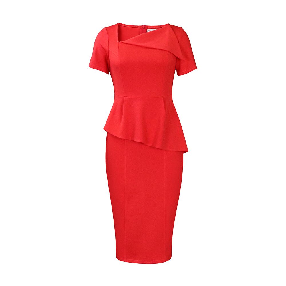 Women's Clothing temperament commuting fashion slope collar dress_mkmklike.com