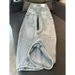 Women's Clothing Plus Size American Style Light Wash Jeans For Women - Loose Wide-Leg Palazzo Pants With Sickle Hem & Letter Print (Blue, S-XXXXL)_mkmklike.com