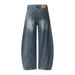 American Style Scimitar Jeans Men's High Street Trend Distressed Washed Casual Loose Fit Wide Leg Pants_mkmklike.com