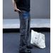 Men's Clothing New Straight Tube Micro Flared Workwear Jeans High Street Washed Gray Splicing Pants_mkmklike.com