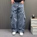 Men's Retro Workwear Jeans High Street Style Slim Fit Casual Straight Leg Wide Leg Trousers Trendy Loose_mkmklike.com