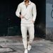 Men's Clothing texture suit long-sleeved polo suit sports pants fashion casual half zipper stand collar suit_mkmklike.com