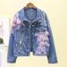 Women's Clothing Heavy Embroidery Three Dimensional Flower Ripped Denim Short Jacket Women's Loose Jacket Tops_mkmklike.com